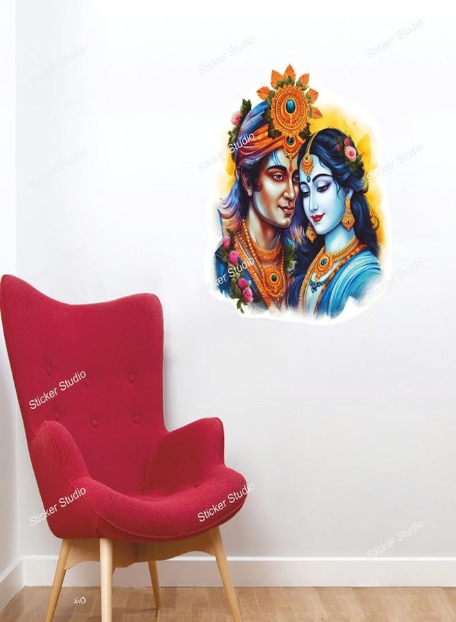 Sticker Studio ملصق حائط من الفينيل PVC بتصميم رادها كريشنا من ستيكر ستوديو - مثالي لغرفة المعيشة، غرفة النوم، الردهة، غرفة الأطفال، غرفة اللعب (المقاس - 58 سم × 48 سم) - Image 3